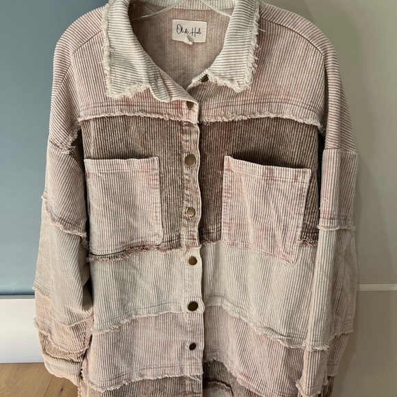 Oli & Hali size small mauve and cream oversized fit corduroy jacket - Picture 2 of 3